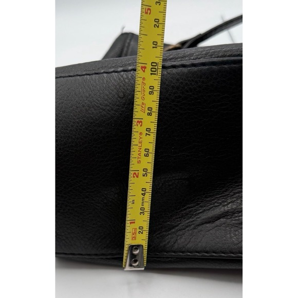 American Leather Co Black Pebbled Leather Shoulder Tote Bag Chain Straps